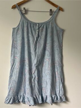 Lauren Ralph Lauren Cotton Nightgown Paisley Sleeveless Sleep Dress Ruffle Sz S